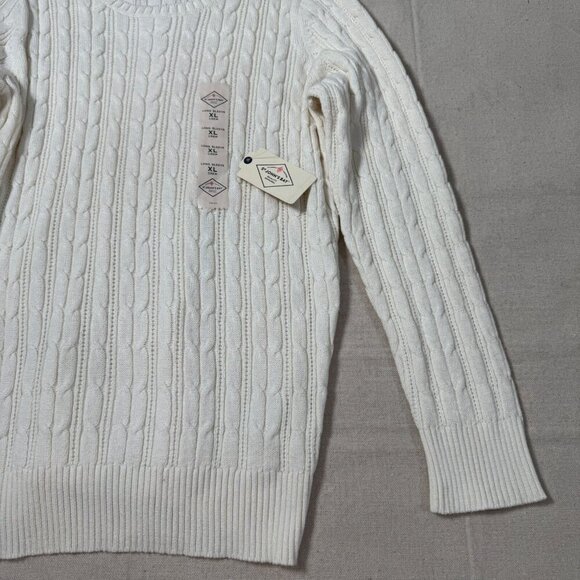 St John's Bay XL Off White Chunky Cable Knit Long Sleeve Crewneck Sweater XL NWT - Picture 6 of 13